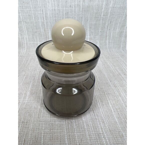 Vintage 80s Emsa Set of 3 Smoke Gray Acrylic Spice Jar Beige Shelf MCM Mod - Picture 5 of 9